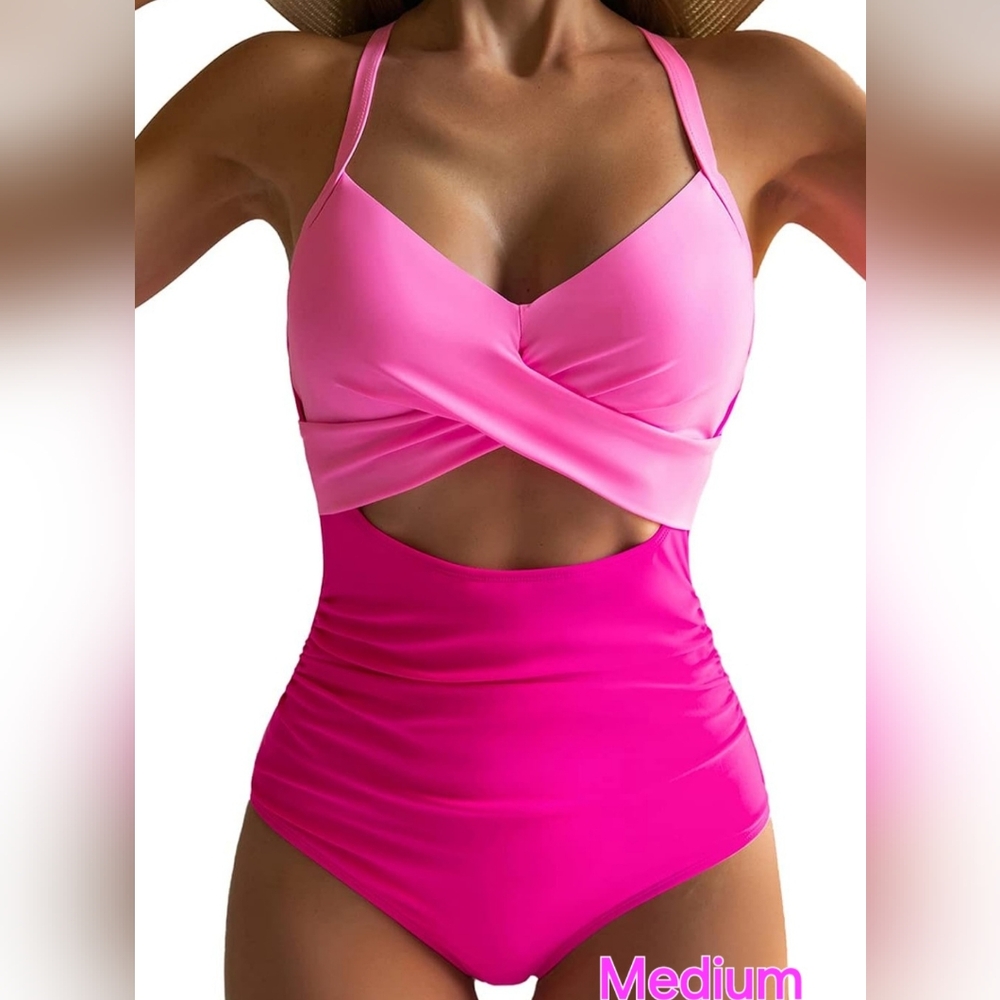Women's One Piece Swimsuit Tummy Control Cutout High Waisted Bathing Suit Wrap